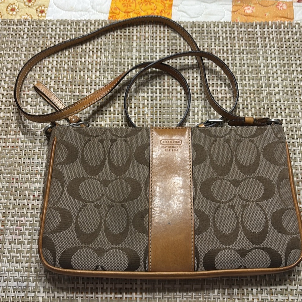 VTG Coach Slim Demi Signature Shoulder Crossbody Handbag Tan